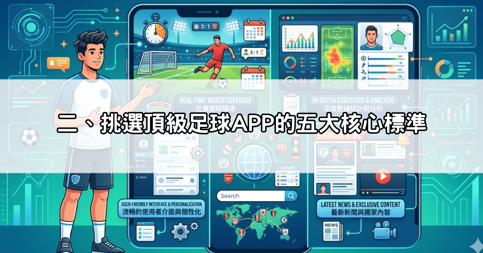 二、挑選頂級足球APP的五大核心標準